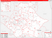 Athens-Clarke County Metro Area Wall Map Red Line Style